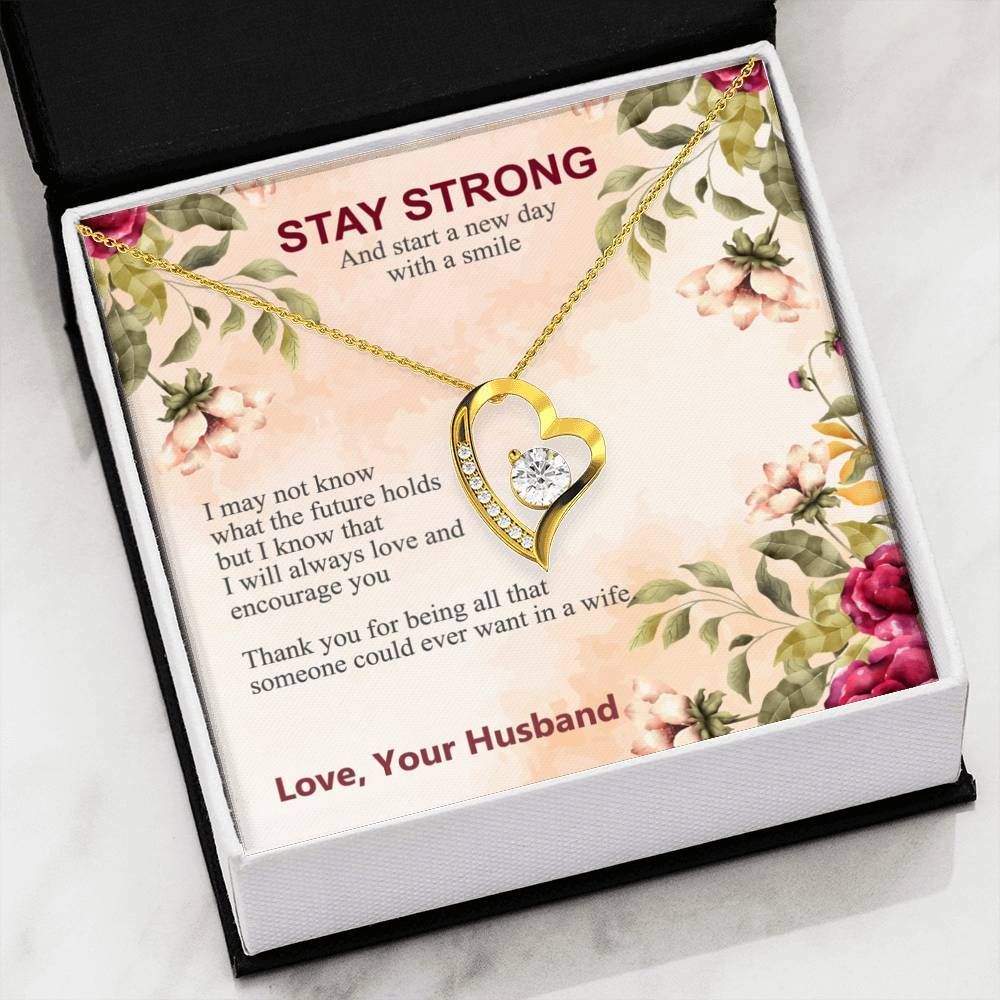 Husband Gift For Wife 18k Gold Forever Love Necklace Stay Strong