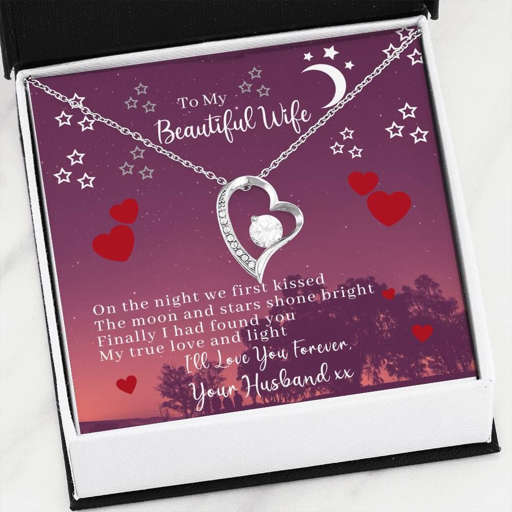 Husband Giving Wife I'll Love You Forever Silver Forever Love Necklace