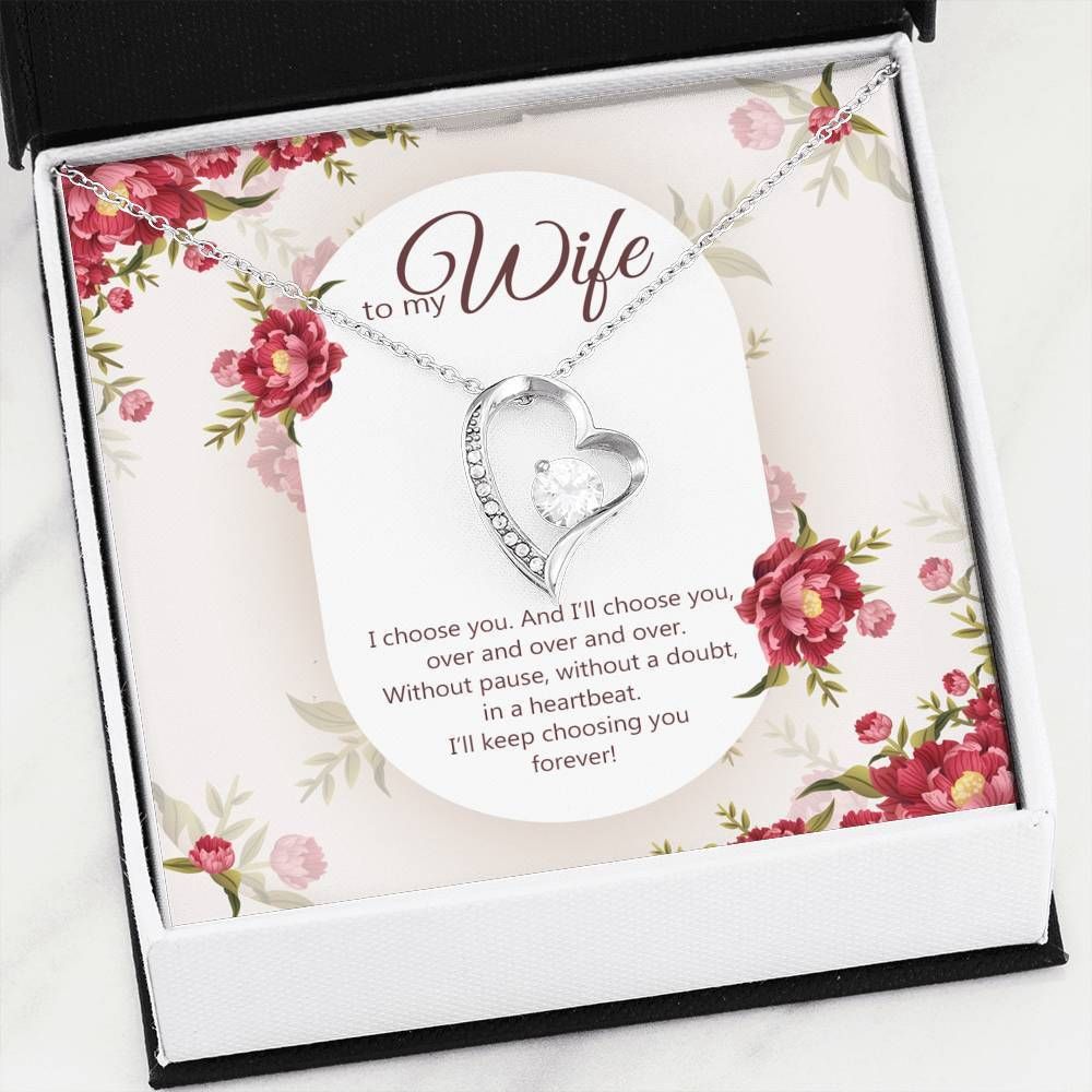 Husband Giving Wife Silver Forever Love Necklace I Choose You