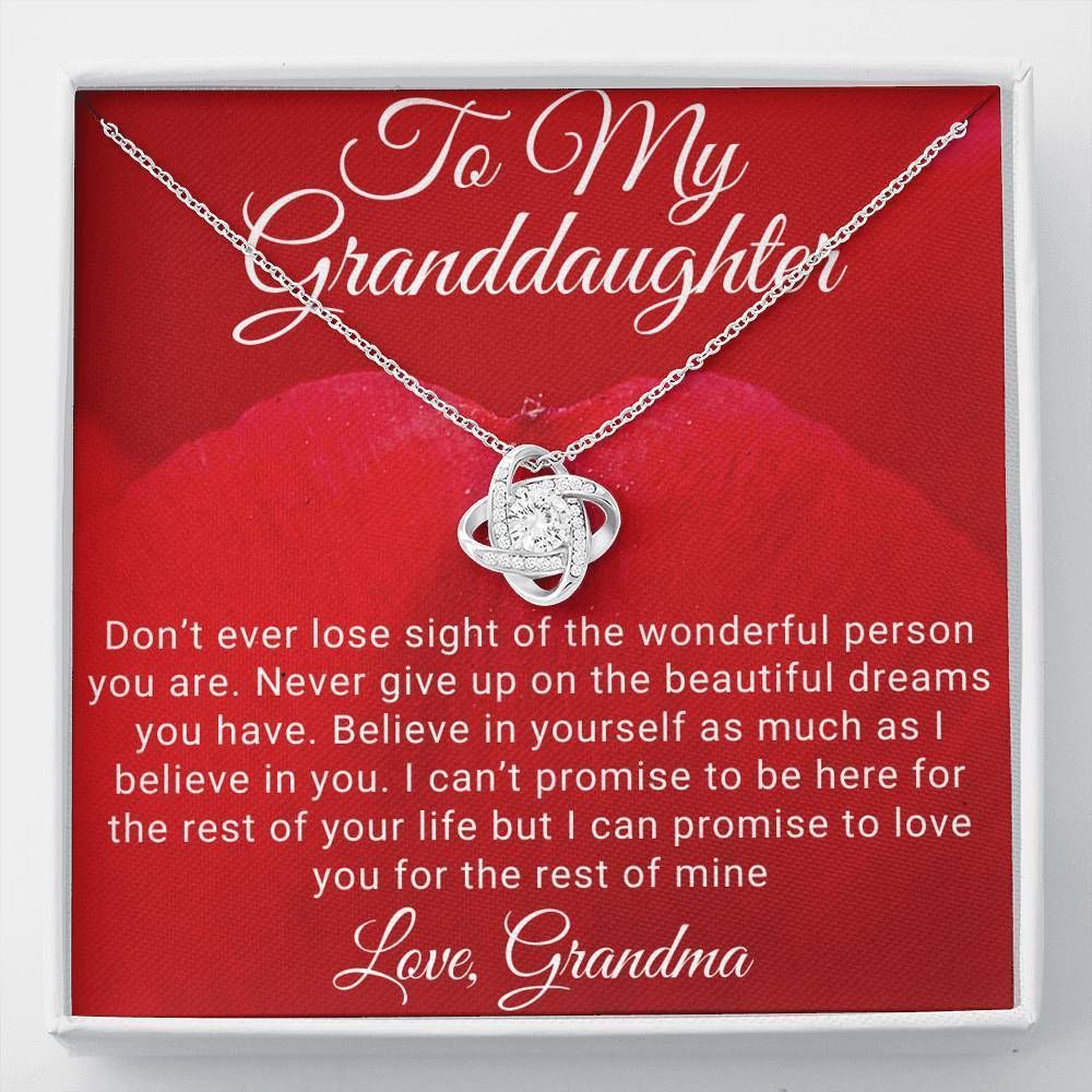 I Believe In You Grandma Giving Granddaughter Love Knot Necklace