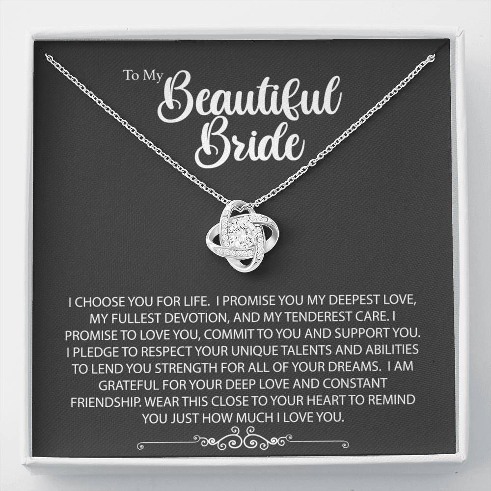 I Choose You For Life Love Knot Necklace For Beautiful Bride