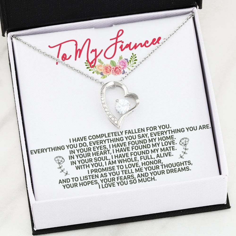 I Have Completely Fallen For You Gift For Fiancee 14k White Gold Forever Love Necklace