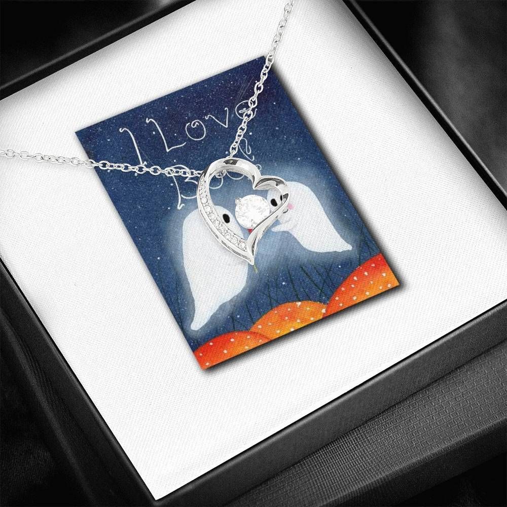 I Love Boo A Spooky Halloween Silver Forever Love Necklace Gift For People