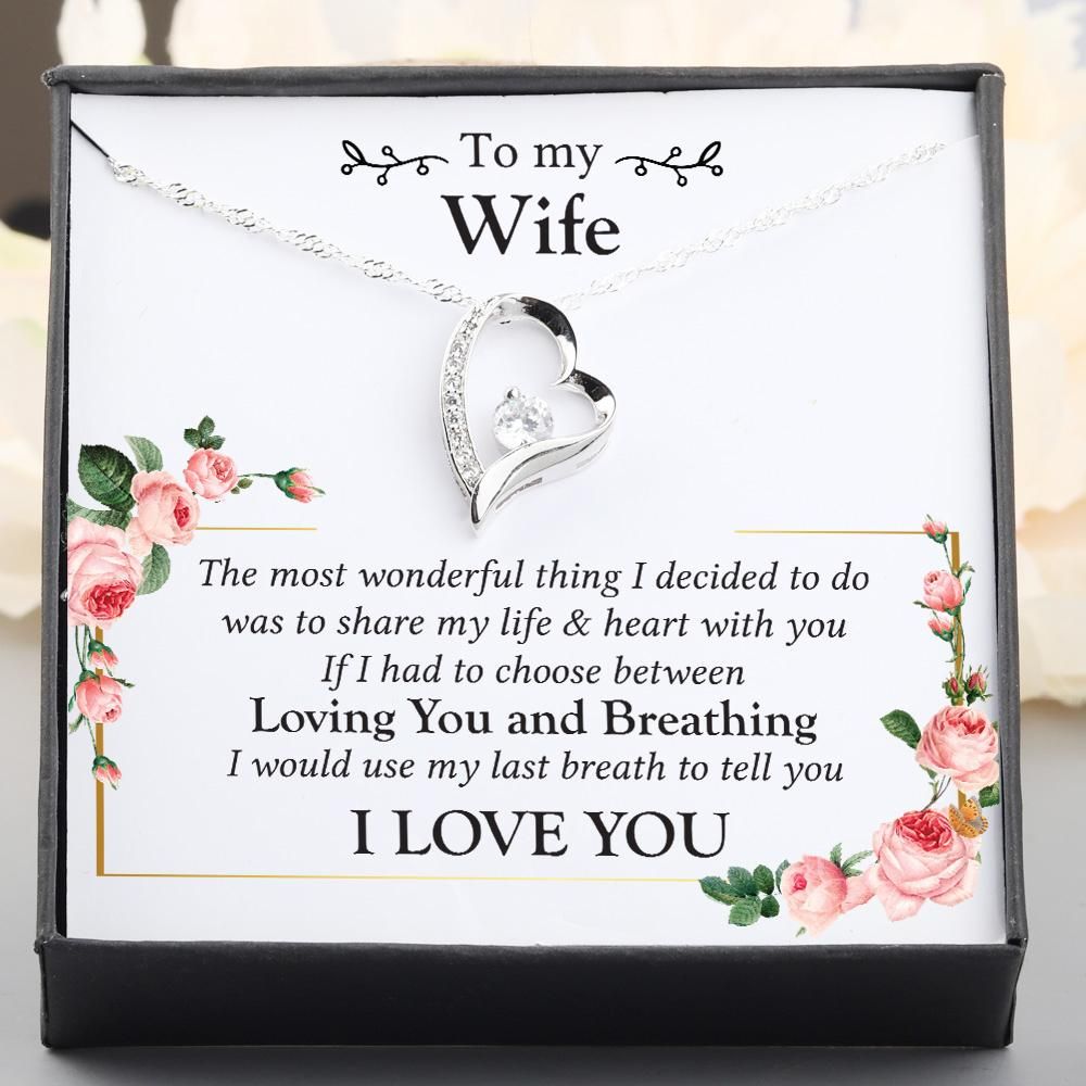 I Love You Anniversary Gift For Wife Silver Forever Love Necklace
