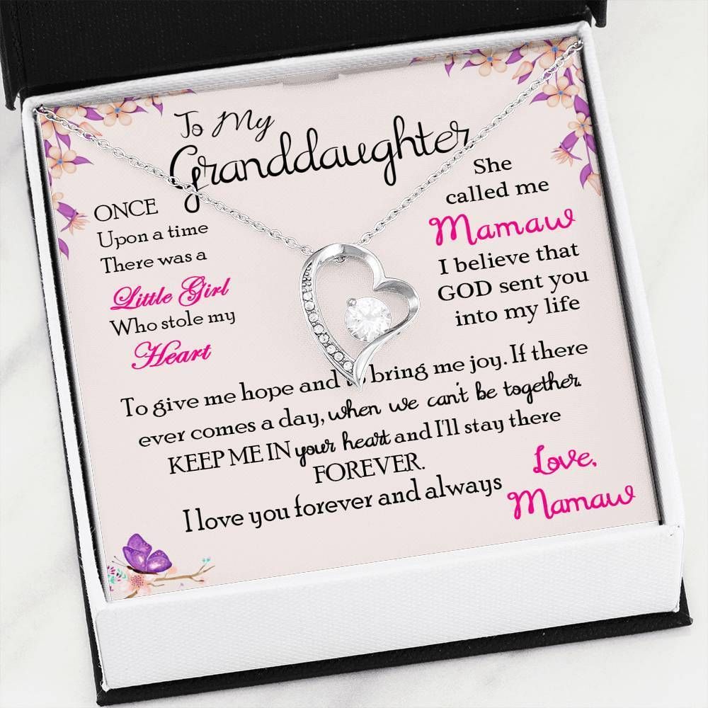 I Love You Forever And Always Mamaw Giving Granddaughter Silver Forever Love Necklace