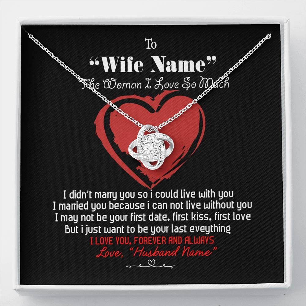 I Love You Forever Custome Name Giving Wife Love Knot Necklace