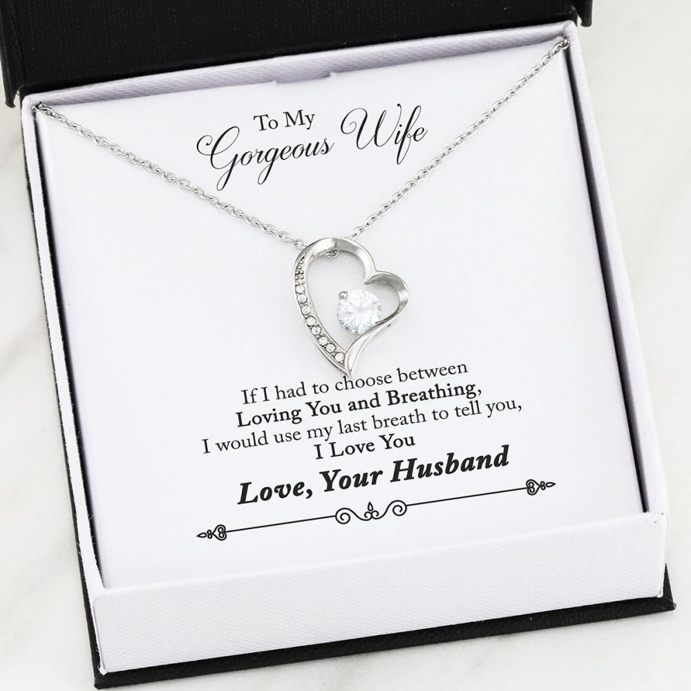I Love You Husband Giving Gorgeous Wife Forever Love Necklace