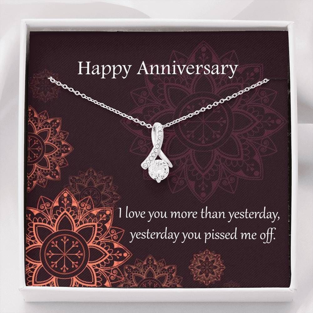 I Love You More Than Yesterday Gift For Wife 14K White Gold Alluring Beauty Necklace