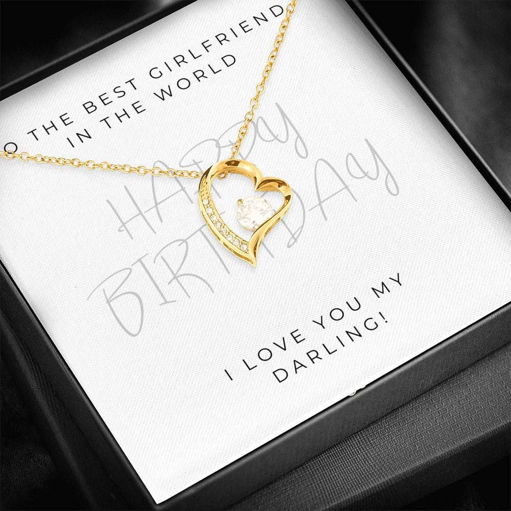 I Love You My Darling Gift For Girlfriend 14K White Gold Forever Love Necklace