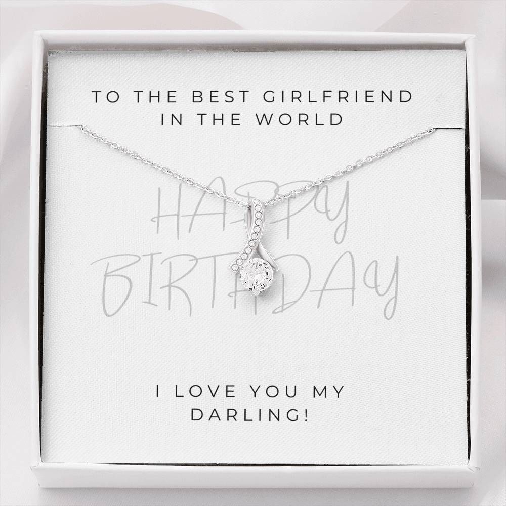 I Love You My Darling Gift For Her 14K White Gold Alluring Beauty Necklace