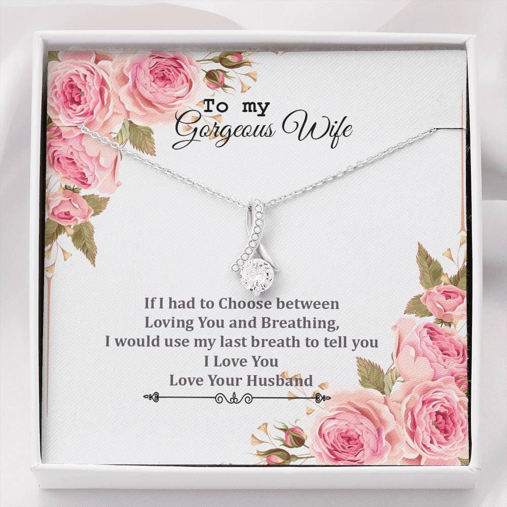 I Love You Pink Flowers To Wife Alluring Beauty Necklace