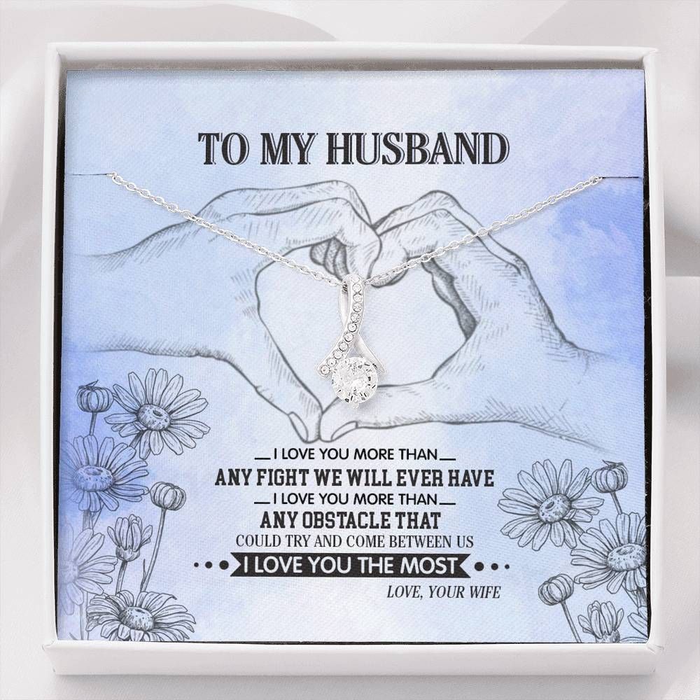 I Love You The Most Gift For Husband 14K White Gold Alluring Beauty Necklace