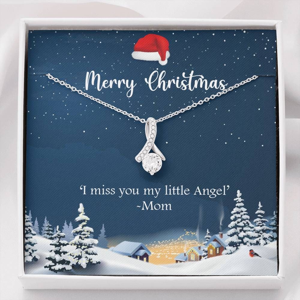 I Miss You My Little Angel Merry Christmas Alluring Beauty Necklace Gift For Daughter
