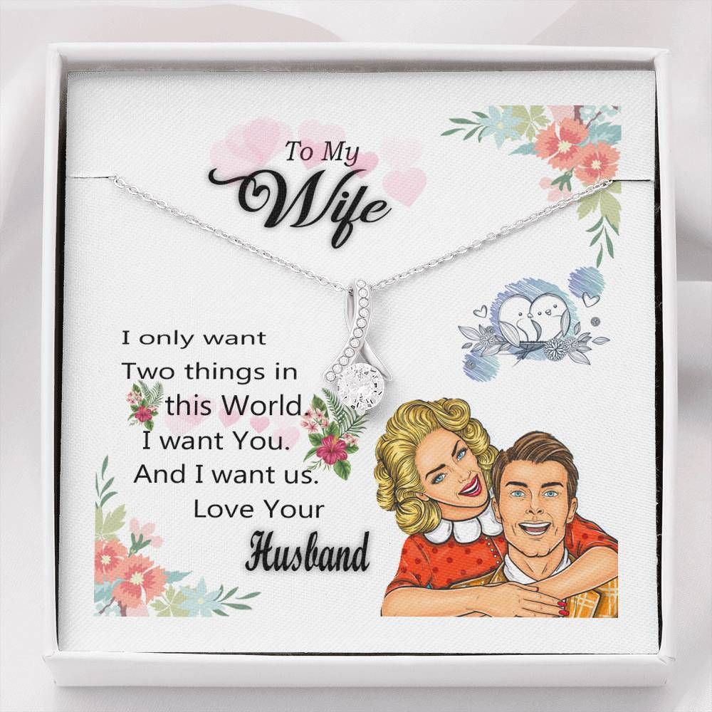 I Want You Gift For Wife 14K White Gold Alluring Beauty Necklace