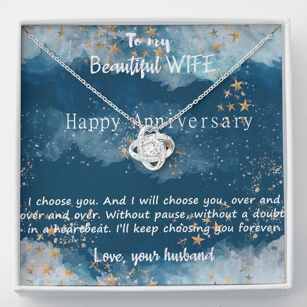 I Will Choose You Over And Over Anniversary Giving Wife Love Knot Necklace