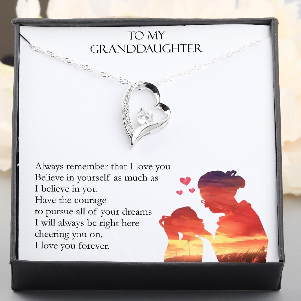 I'll Always Be Right Here Cheering You Giving Granddaughter Silver Forever Love Necklace