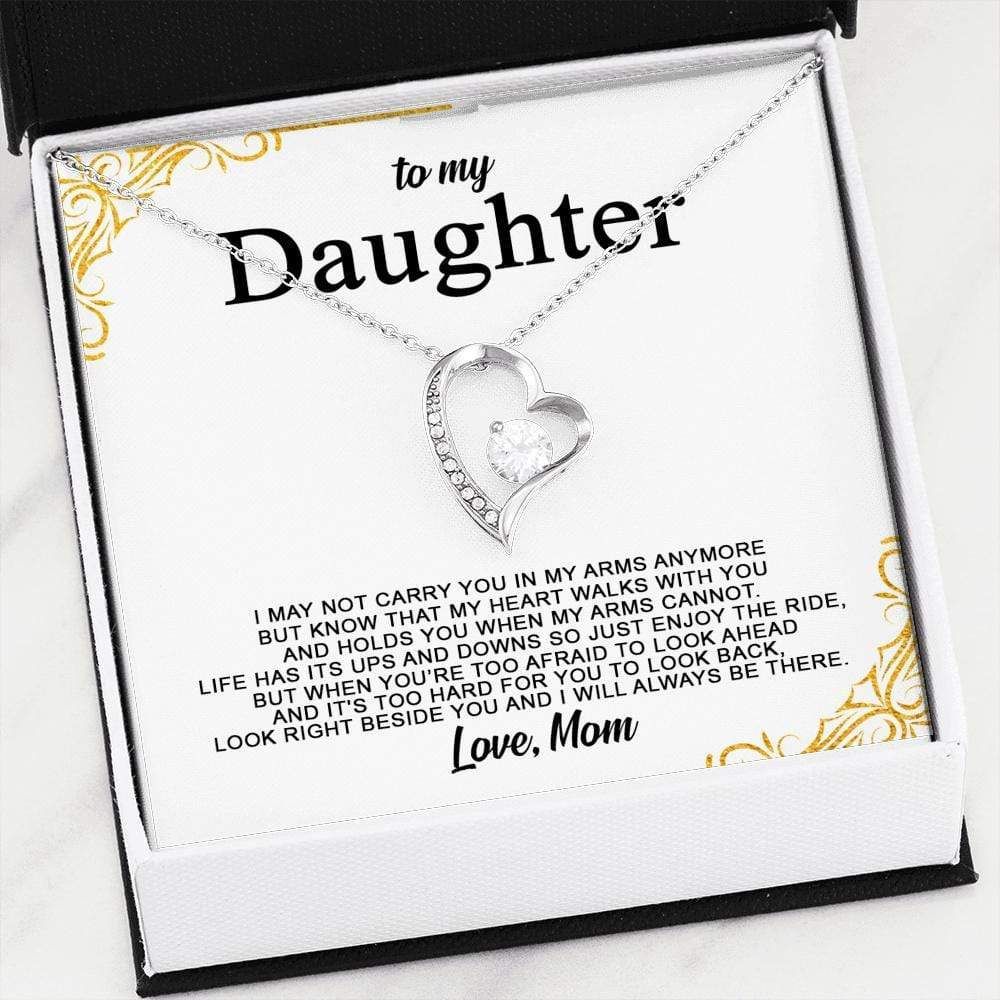 I'll Always Be There Beside You Mom Giving Daughter Silver Forever Love Necklace