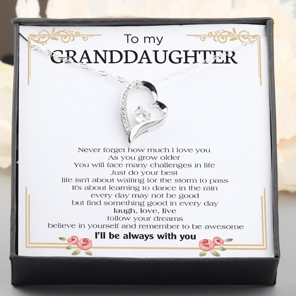 I'll Be Always With You Giving Granddaughter Silver Forever Love Necklace