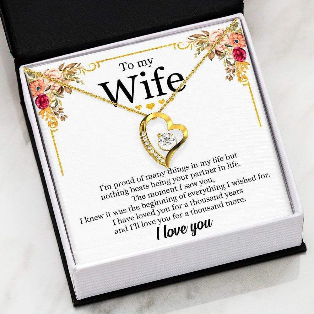 I'll Love You For A Thousand More 18k Gold Forever Love Necklace Giving Wife