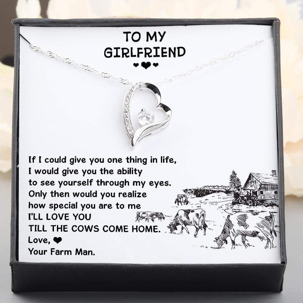 I'll Love You Till The Cows Come Home Giving Girlfriend Silver Forever Love Necklace
