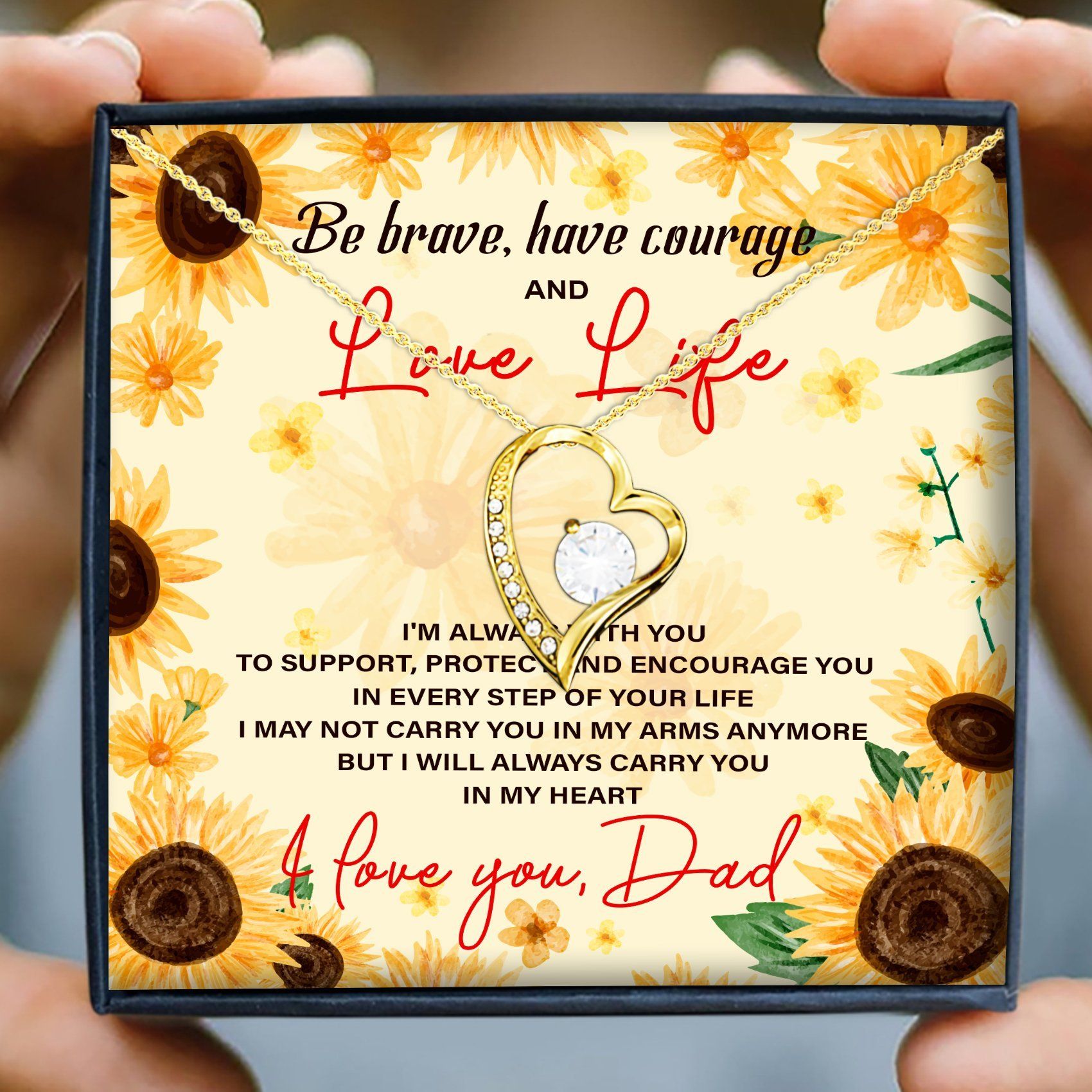 I'm Always With You To Support Dad Giving Daughter 18K Gold Forever Love Necklace