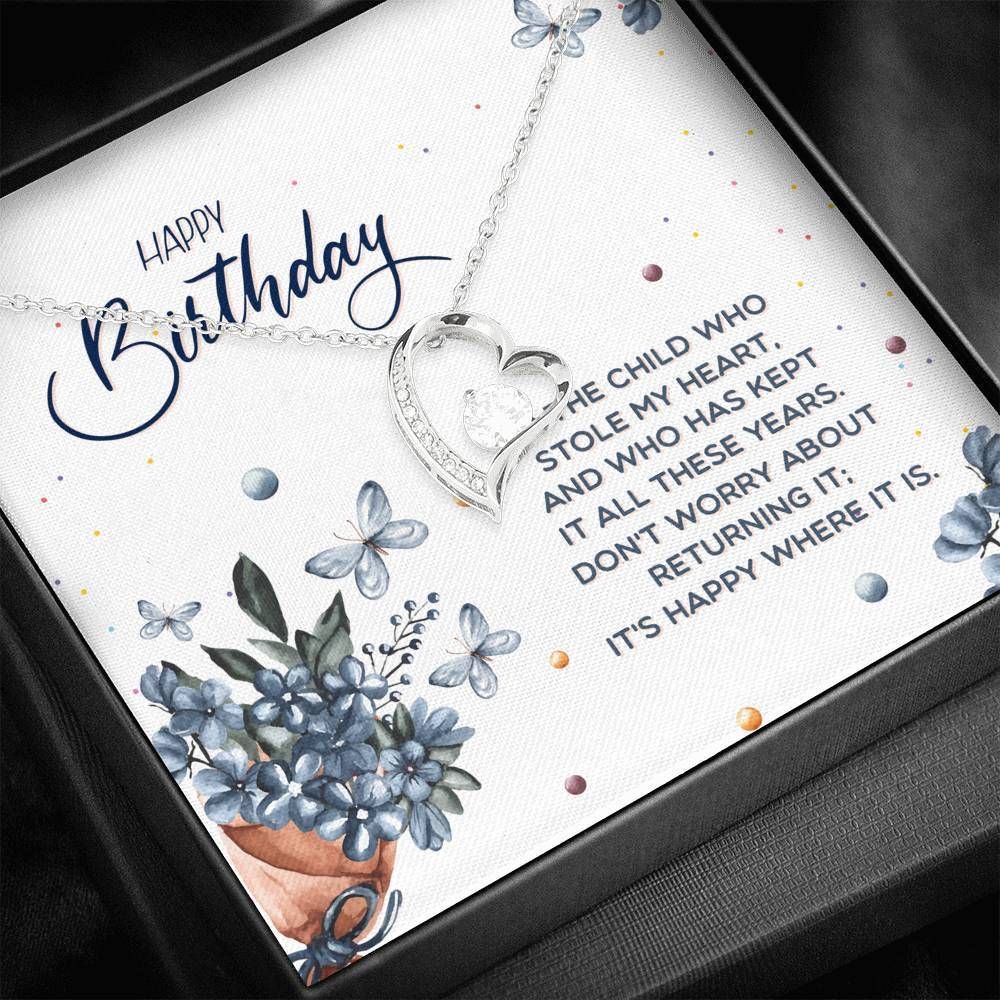 It's Happy Where It IS 14K White Gold Forever Love Necklace Gift For Women Birthday