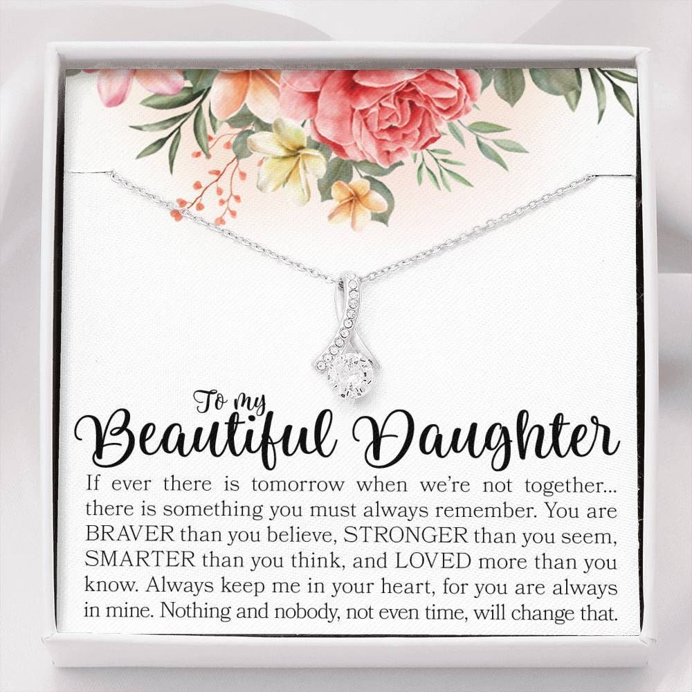 Keep Me In Your Heart 14K White Gold Alluring Beauty Necklace Gift For Daughter
