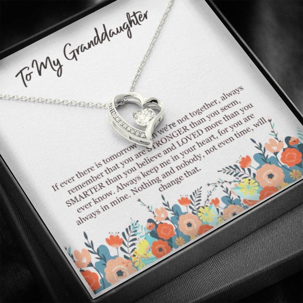 Keep Me In Your Heart Gift For Granddaughter 14K White Gold Forever Love Necklace