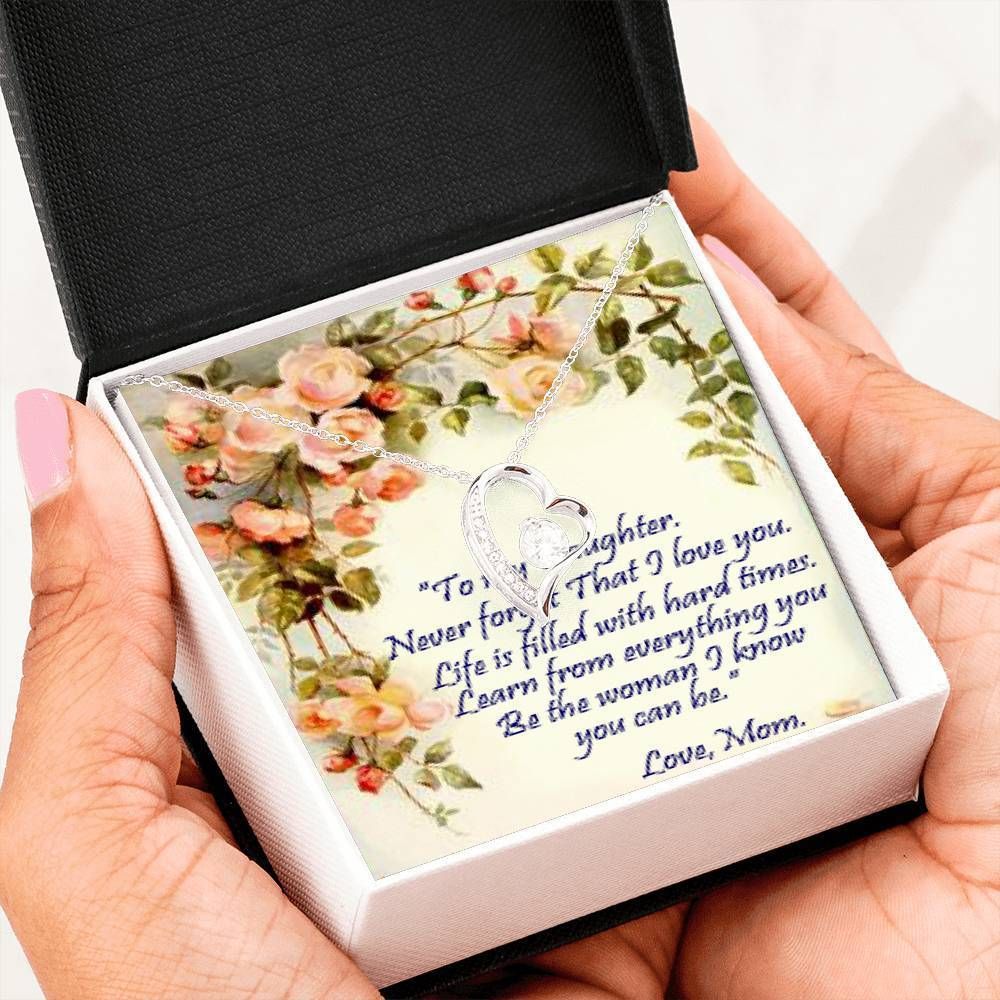 Learn From Everything Flower 14K White Gold Forever Love Necklace Gift For Daughter