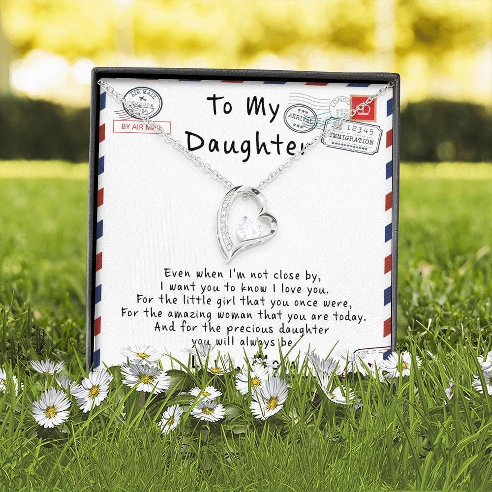 Letter Gift For Daughter I Love You For The Precious Daughter You'll Always Be 14K White Gold Forever Love Necklace