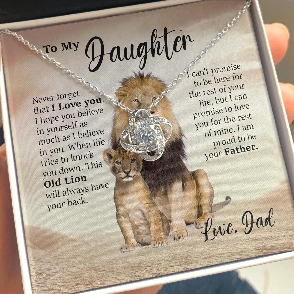 Lion Dad Gift For Daughter I'm Proud To Be Your Father Love Knot Necklace