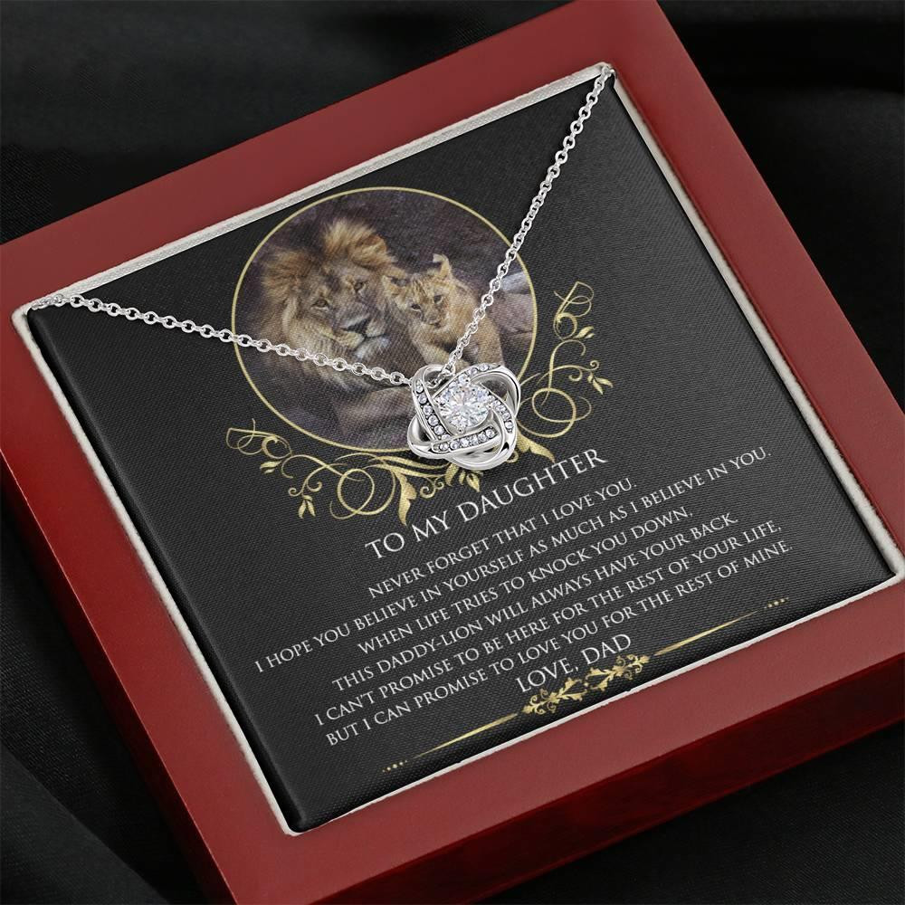 Lion Gift For Daughter From Dad I Love You Love Knot Necklace