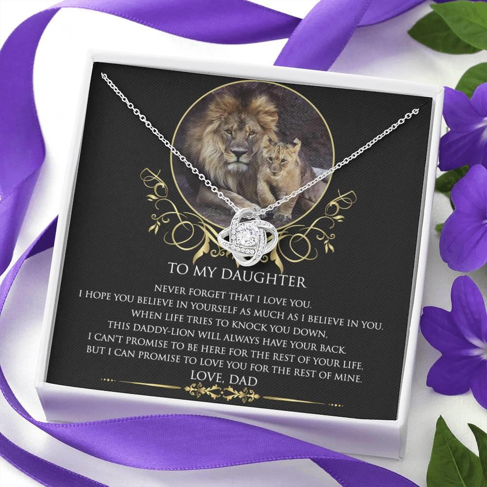 Lion Gift For Daughter From Dad I Love You Love Knot Necklace