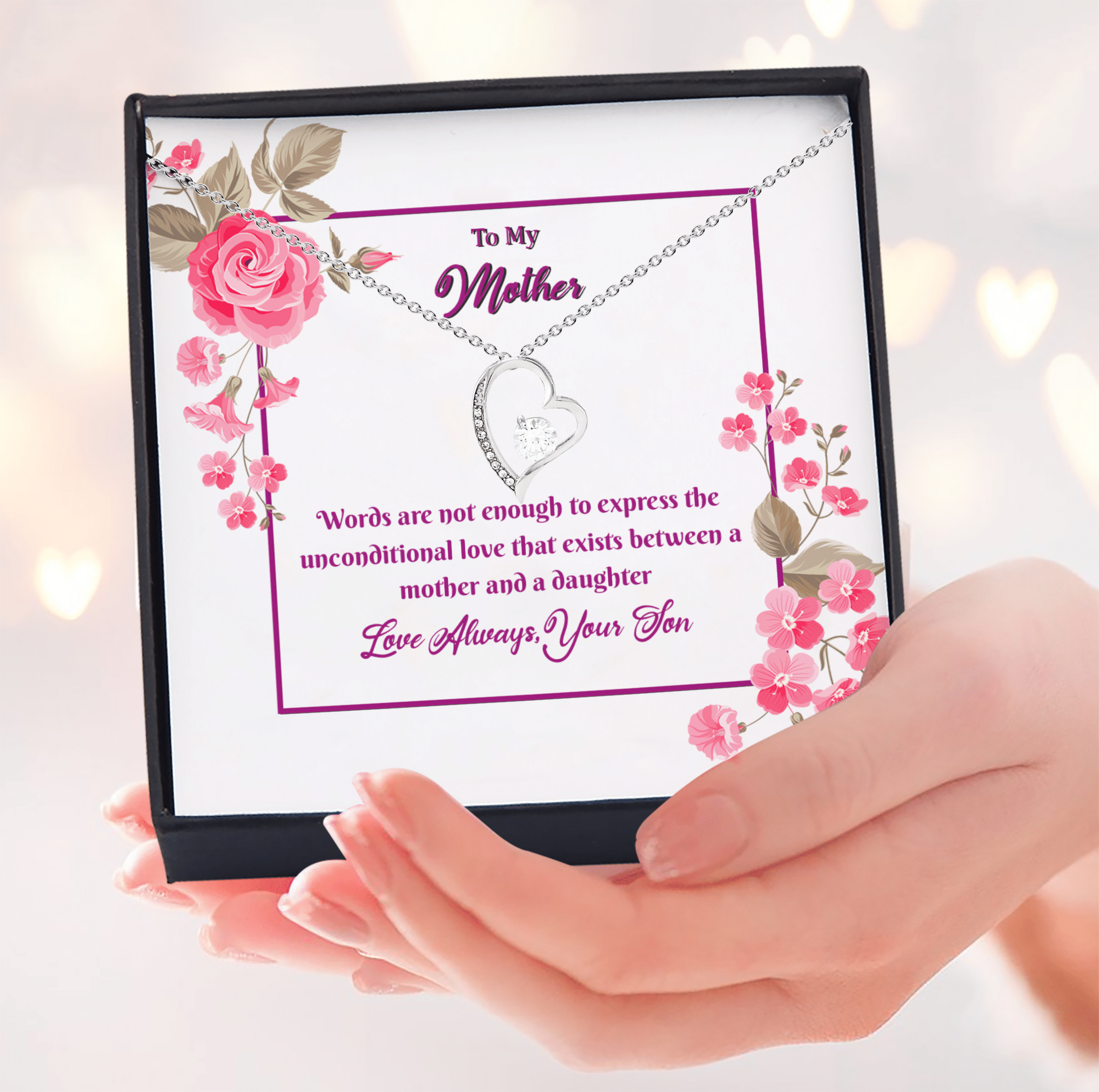 Love Always Flowers Son Giving Mom Forever Love Necklace