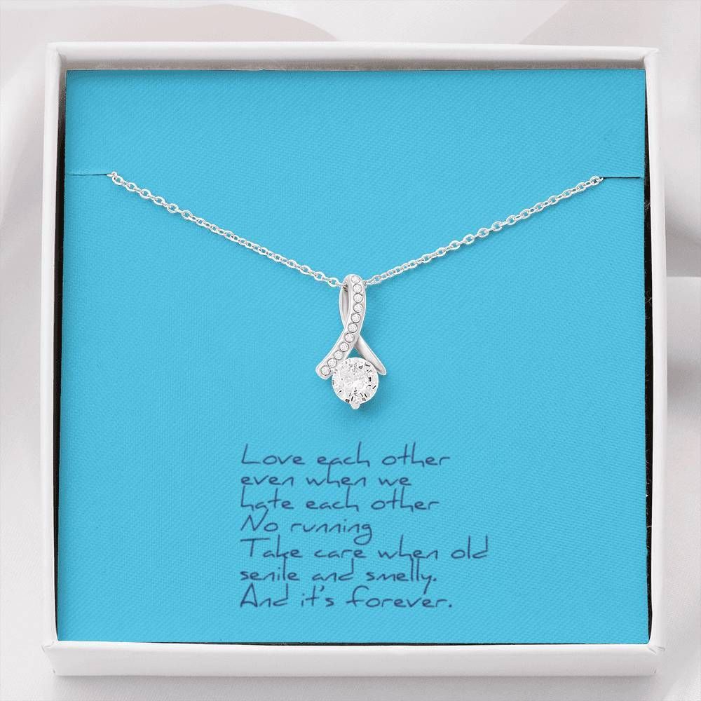 Love Each Other Gift For Wife 14K White Gold Alluring Beauty Necklace