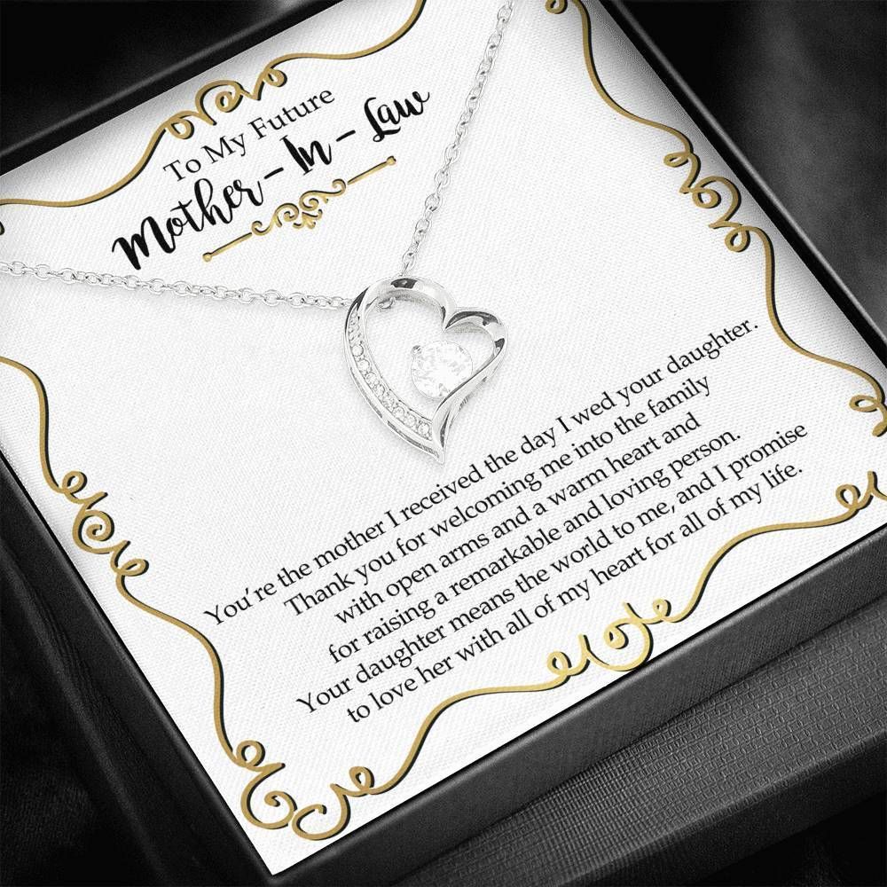 Love Her With All My Heart Silver Forever Love Necklace Giving Mother-in-law