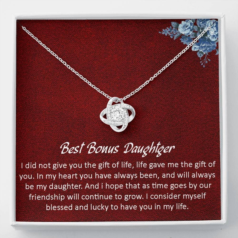 Love Knot Necklace Gift For Daughter Bonus Daughter Lucky To Have You In My Life
