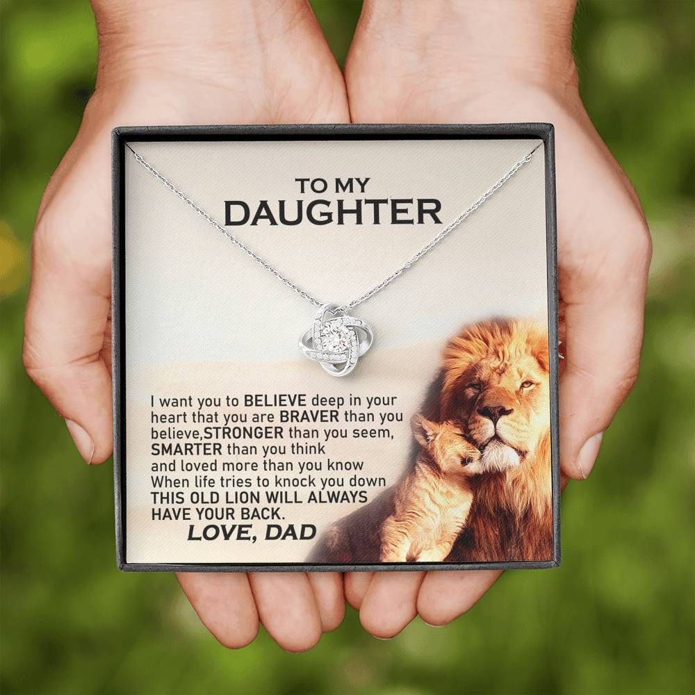Love Knot Necklace Lion Dad Gift For Daughter You're Loved