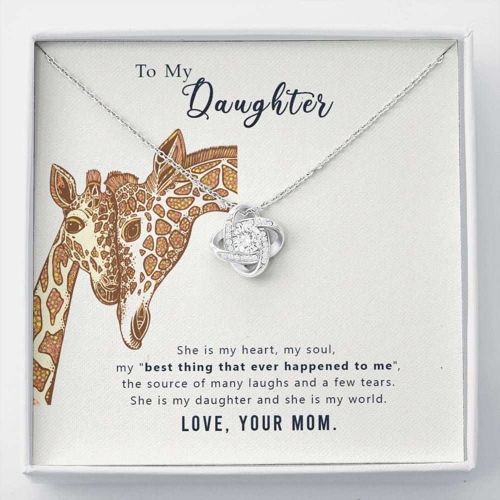Love Knot Necklace Mom Gift For Daughter She Is My Heart Giraffe