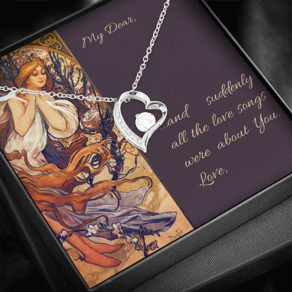 Love Songs Gift For Girlfriend 14K White Gold Forever Love Necklace