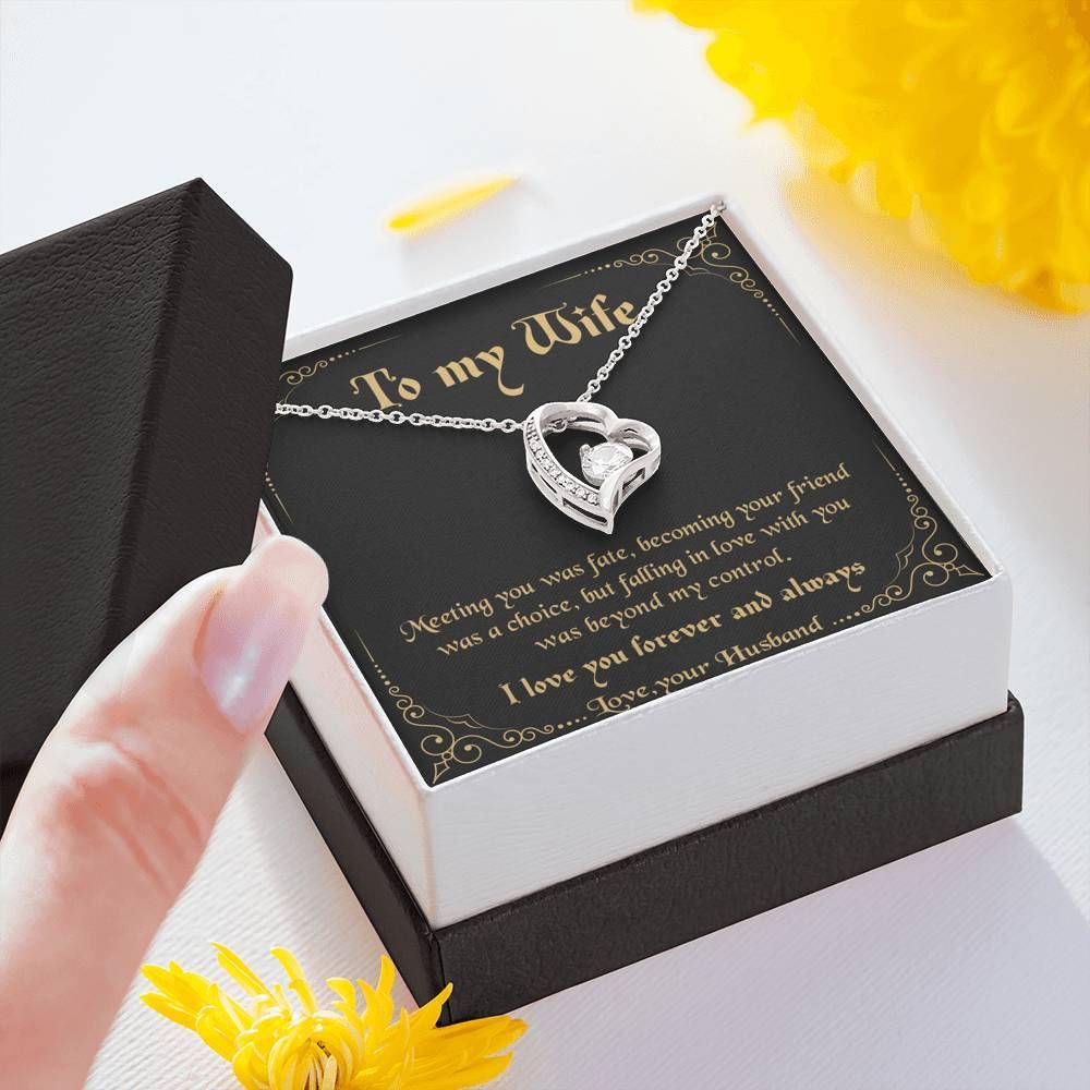 Love You Forever And Always 14K White Gold Forever Love Necklace Gift For Wife