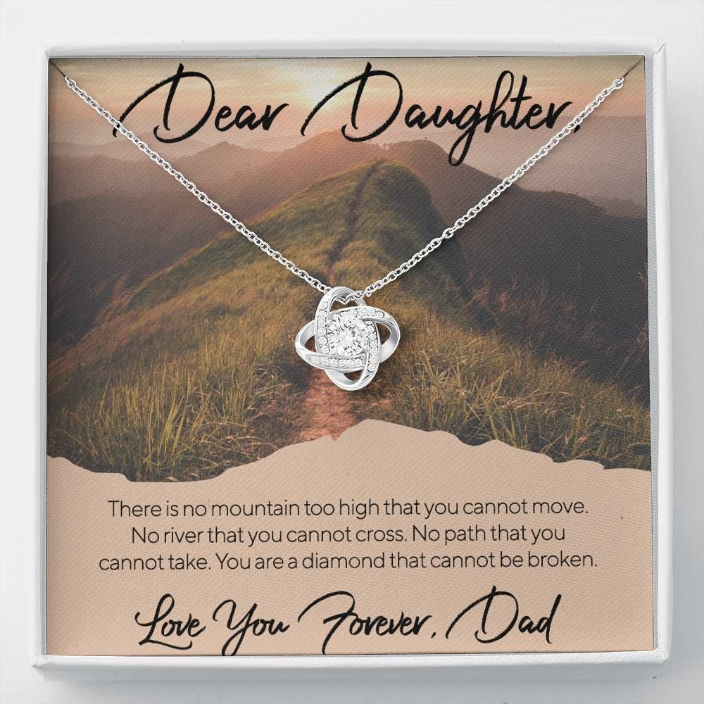 Love You Forever Dad Giving Daughter Love Knot Necklace