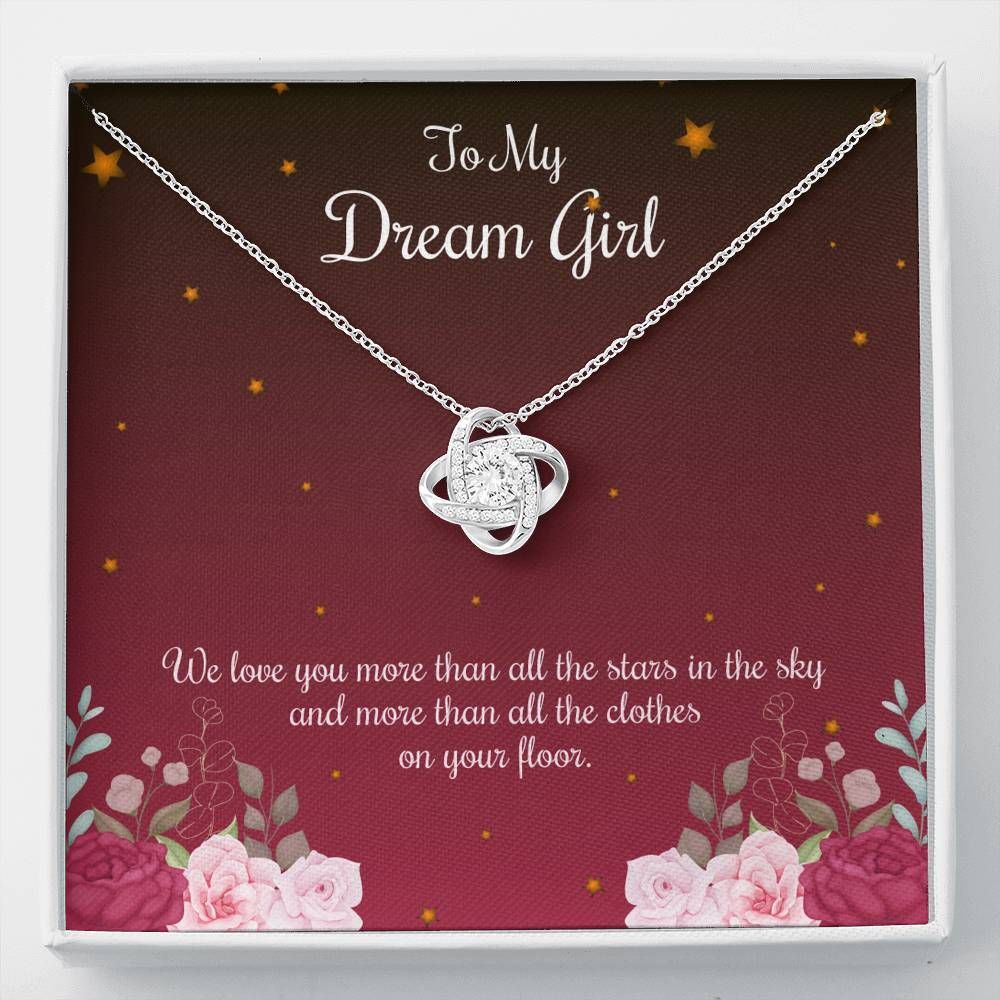 Love You More Than All The Stars Giving Daughter Love Knot Necklace