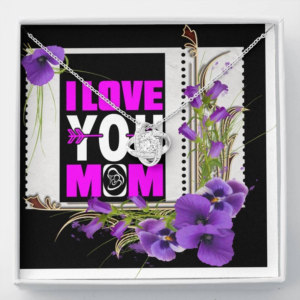 Love You Purple Flower Love Knot Necklace To Mommy Gift For Mom