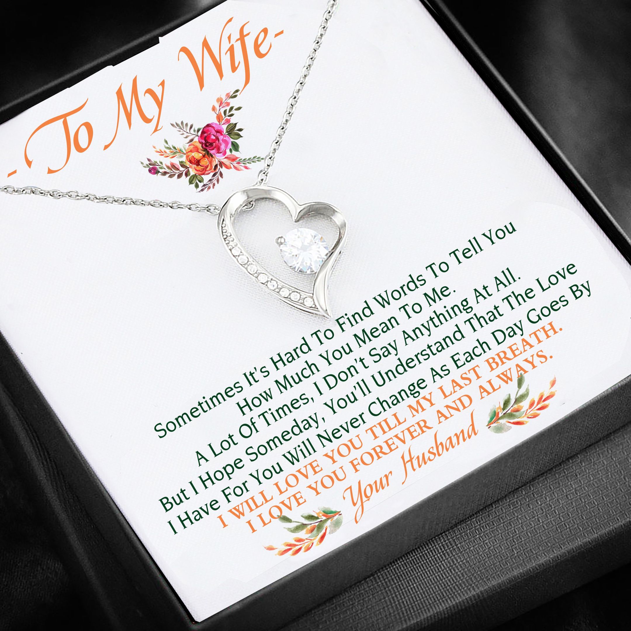 Love You Till I Die Silver Forever Love Necklace Gift For Wife
