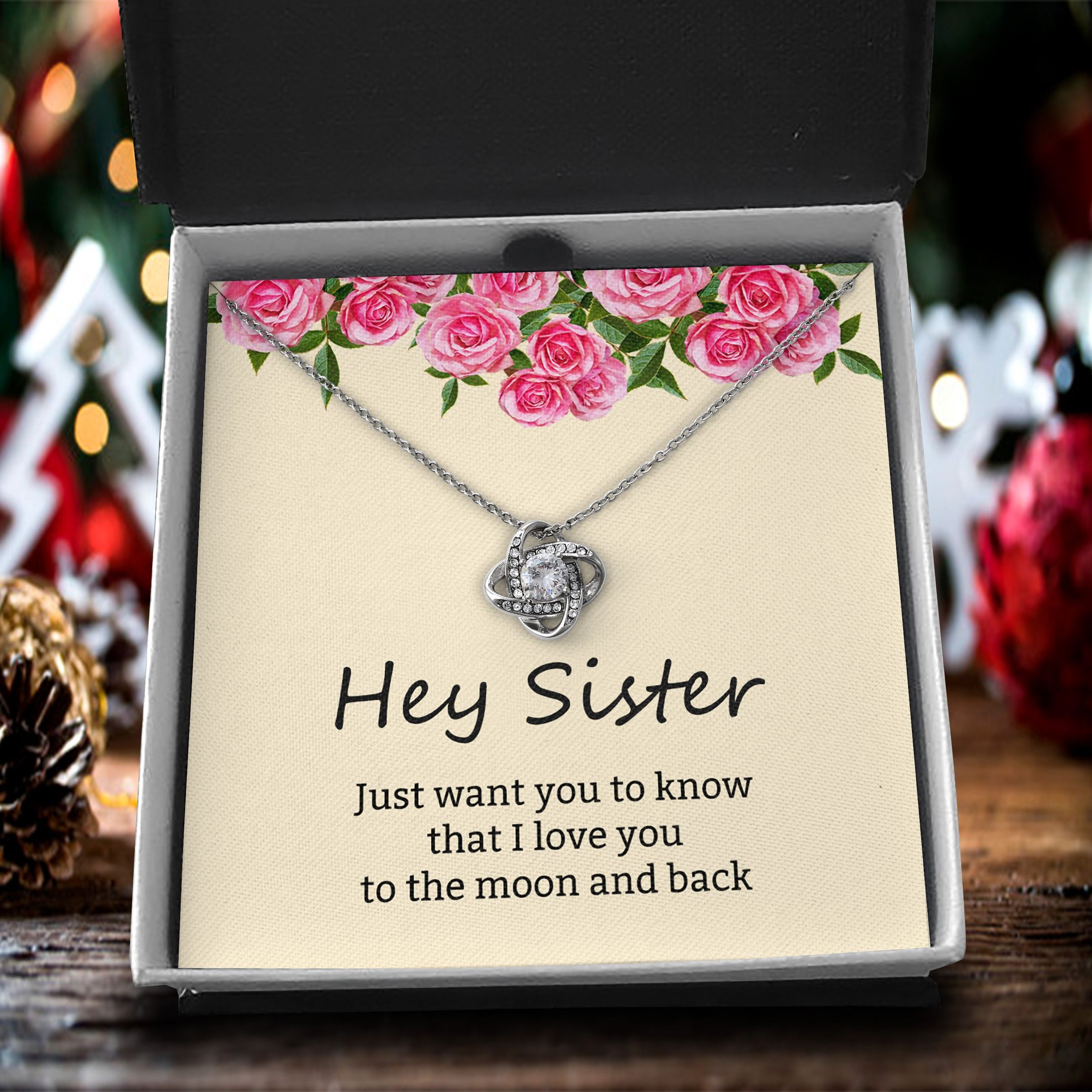 Love You To The Moon And Back Love Knot Necklace For Sister