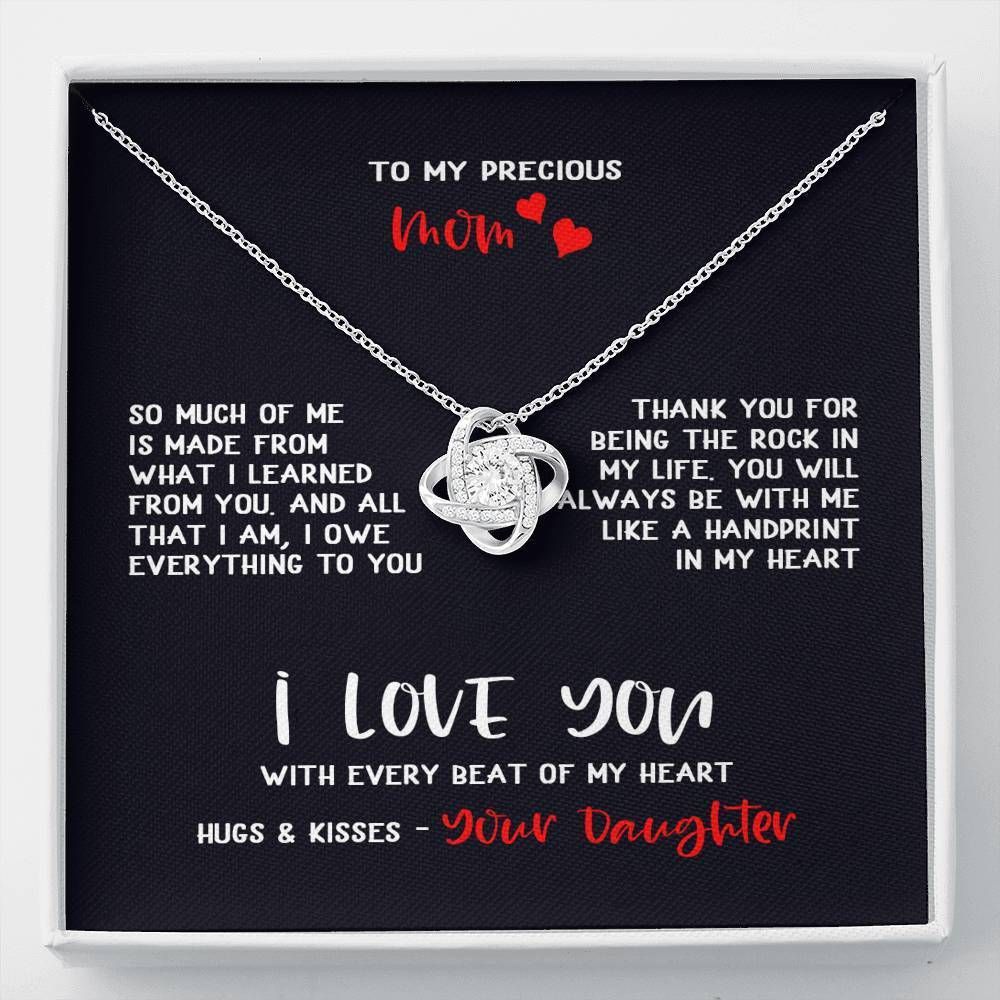 Love You With Every Beat Of My Heart Love Knot Necklace For Mom