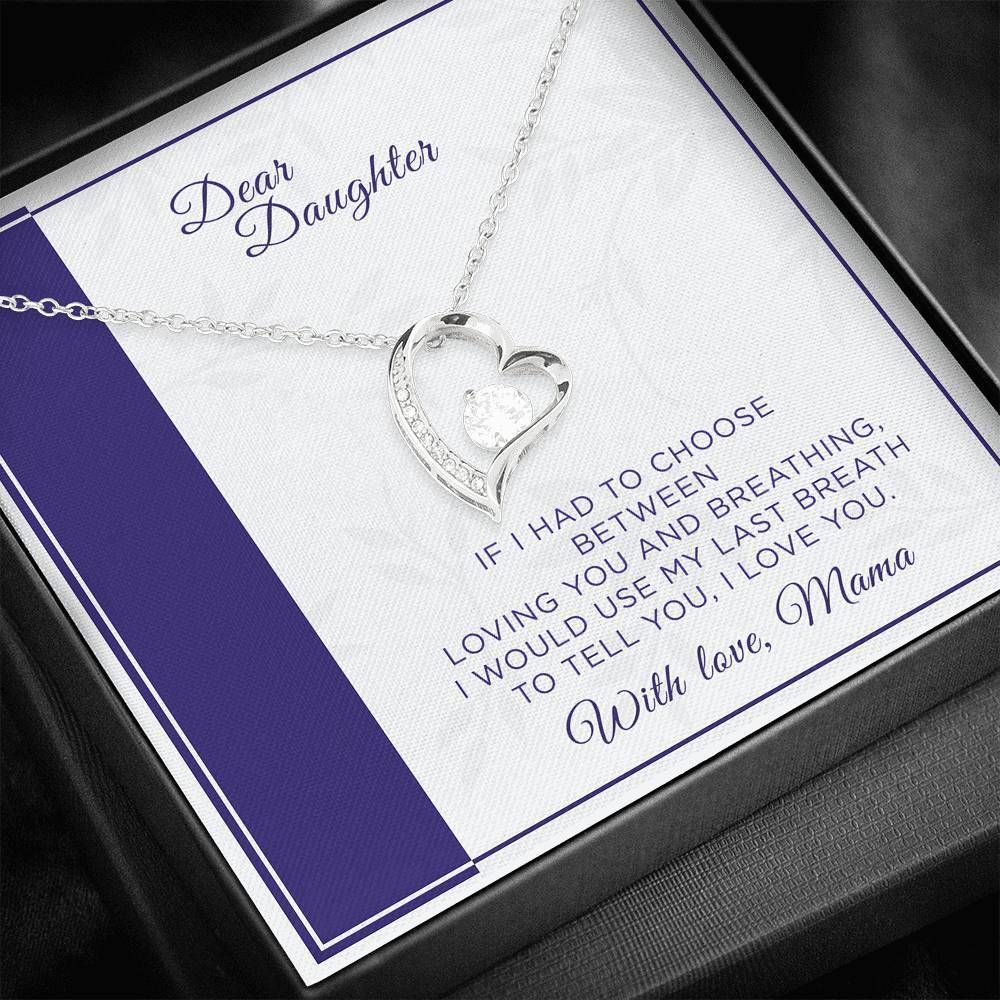 Mama Giving Daughter Silver Forever Love Necklace Loving You And Breathing