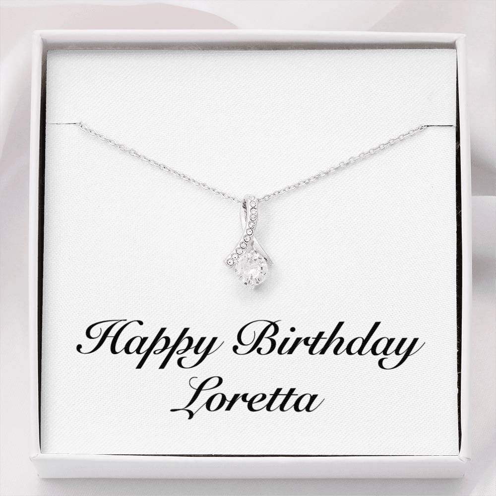 Meaningful Birthday Present For Girl Name Loretta Silver Alluring Beauty Necklace