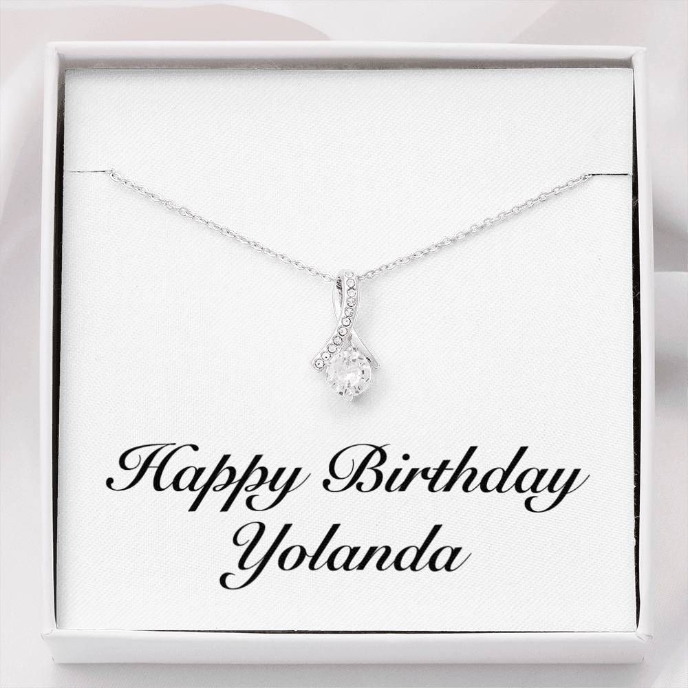 Meaningful Birthday Present For Girl Name Yolanda Silver Alluring Beauty Necklace